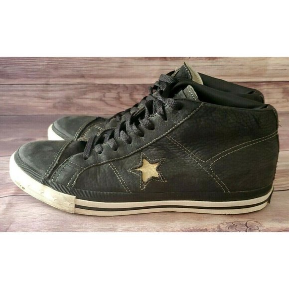 Converse Mens One Star Mid Trainer Black Sneakers - Picture 2 of 6
